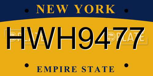 HWH9477 New York License Plate