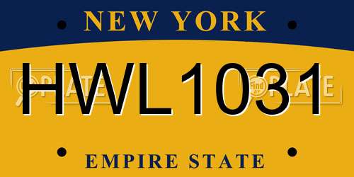 HWL1031 New York License Plate