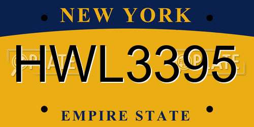 HWL3395 New York License Plate