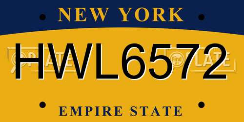 HWL6572 New York License Plate