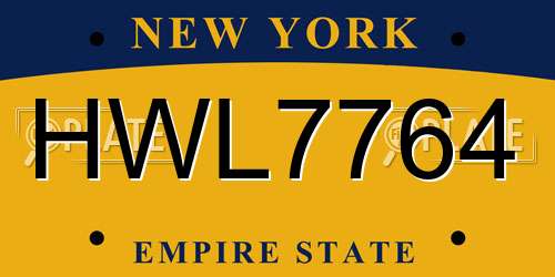 HWL7764 New York License Plate