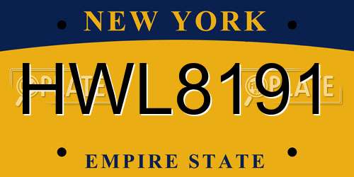 HWL8191 New York License Plate
