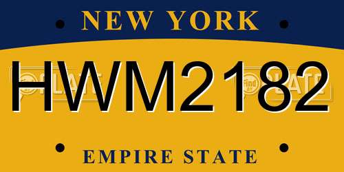 HWM2182 New York License Plate