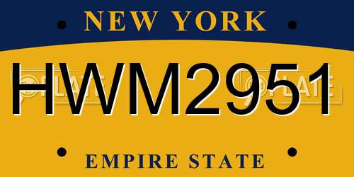 HWM2951 New York License Plate