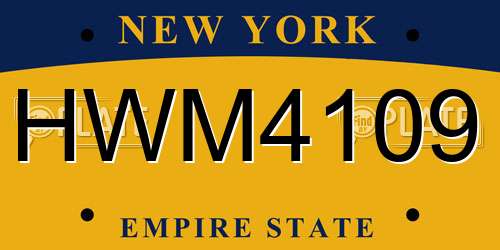 HWM4109 New York License Plate