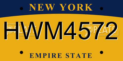 HWM4572 New York License Plate