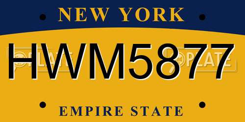 HWM5877 New York License Plate