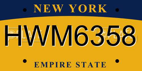 HWM6358 New York License Plate