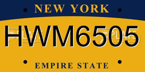 HWM6505 New York License Plate