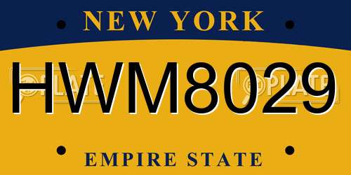 HWM8029 New York License Plate