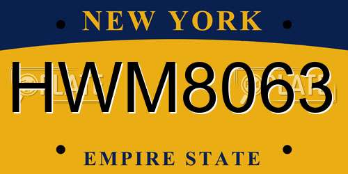 HWM8063 New York License Plate