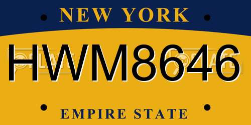 HWM8646 New York License Plate
