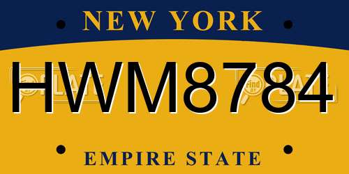 HWM8784 New York License Plate