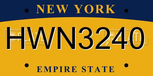HWN3240 New York License Plate