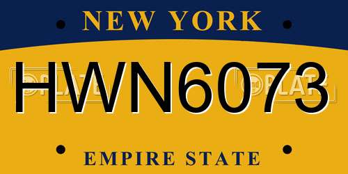 HWN6073 New York License Plate