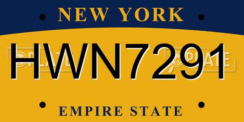 HWN7291 New York License Plate