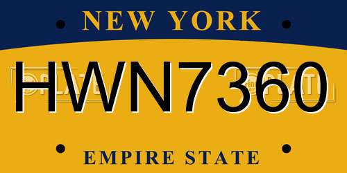 HWN7360 New York License Plate