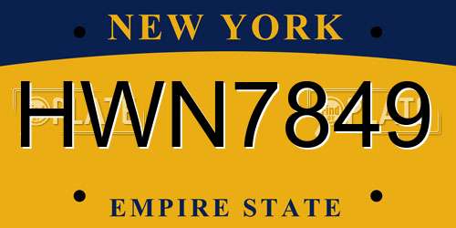 HWN7849 New York License Plate