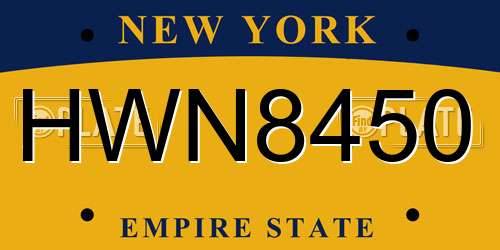 HWN8450 New York License Plate