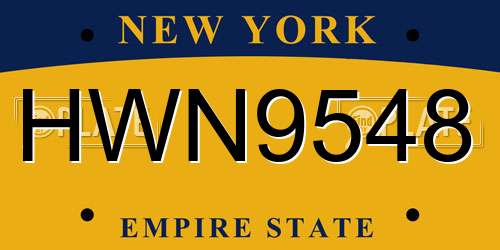 HWN9548 New York License Plate