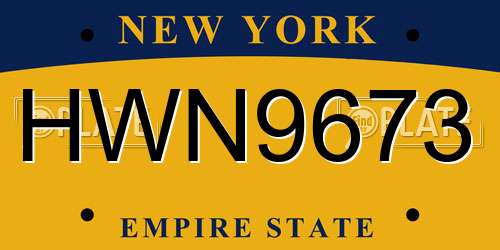 HWN9673 New York License Plate
