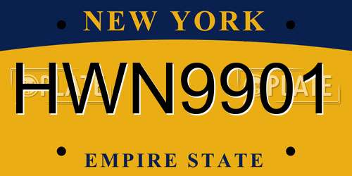 HWN9901 New York License Plate