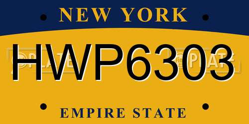 HWP6303 New York License Plate