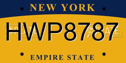 HWP8787 New York License Plate