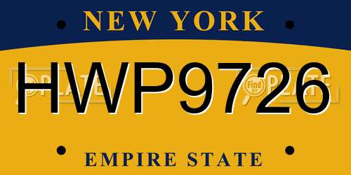 HWP9726 New York License Plate