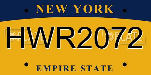 HWR2072 New York License Plate