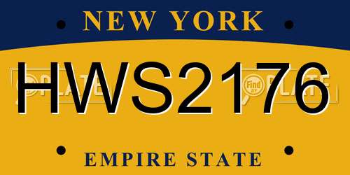 HWS2176 New York License Plate