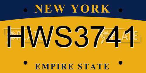 HWS3741 New York License Plate