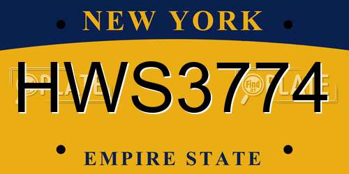 HWS3774 New York License Plate