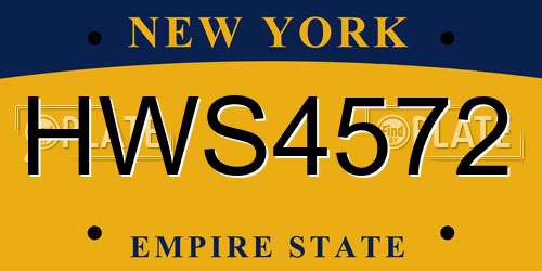 HWS4572 New York License Plate