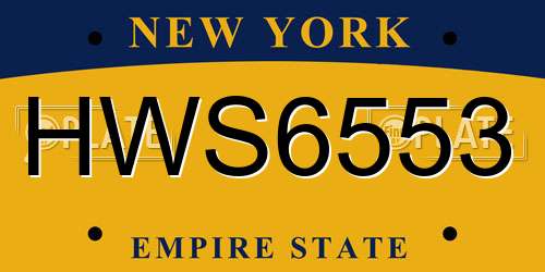 HWS6553 New York License Plate