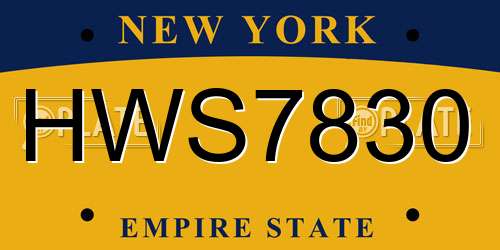 HWS7830 New York License Plate