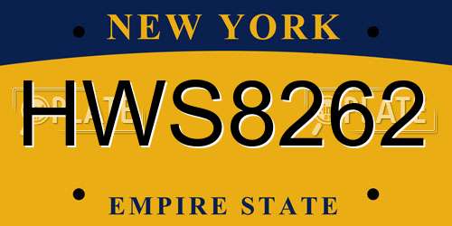 HWS8262 New York License Plate