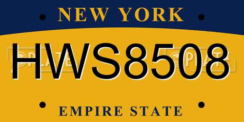HWS8508 New York License Plate