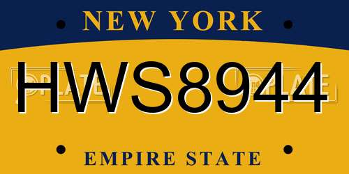HWS8944 New York License Plate