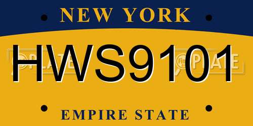 HWS9101 New York License Plate