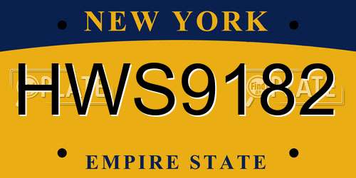 HWS9182 New York License Plate