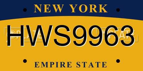 HWS9963 New York License Plate