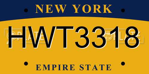 HWT3318 New York License Plate