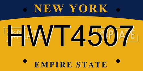 HWT4507 New York License Plate