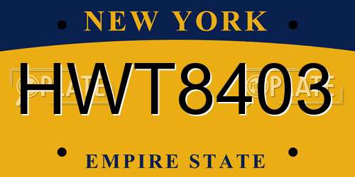 HWT8403 New York License Plate