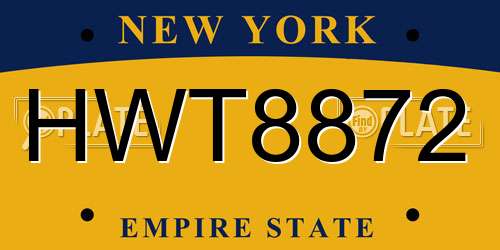HWT8872 New York License Plate