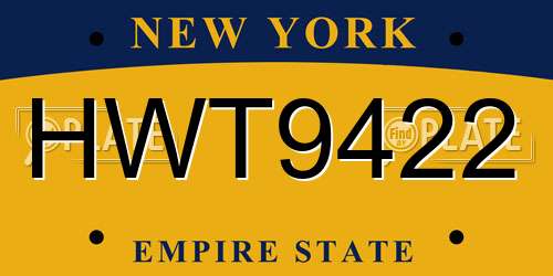 HWT9422 New York License Plate