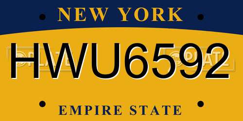 HWU6592 New York License Plate