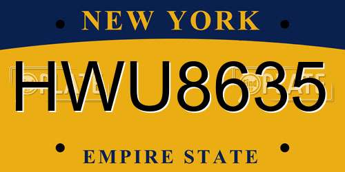 HWU8635 New York License Plate