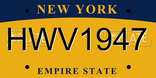 HWV1947 New York License Plate